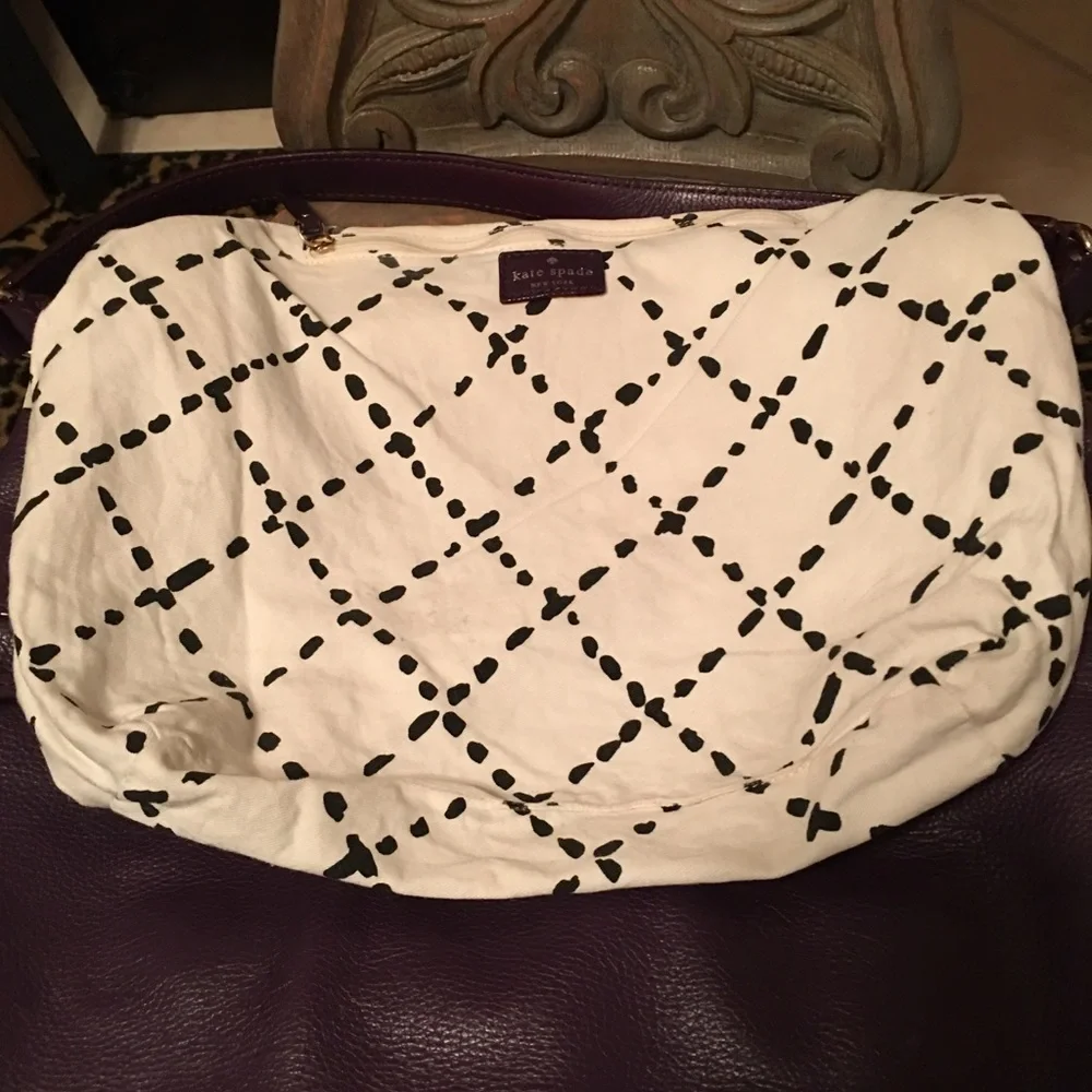 Kate Spade large dark purple pebbled leather handbag